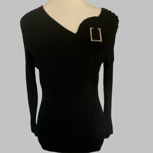 Belldini Black Silver Embellished  Holiday Party Sweater. Sz- L